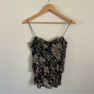 Vintage Diane Von Furstenberg Y2K Silk Tiered Cami Black Size 2